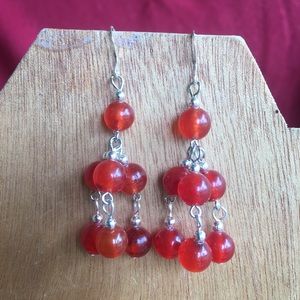 Sterling silver and carnelian dangle earrings